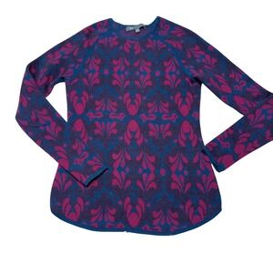 Title Nine Merino Extrafine Wool Sweater Purple Teal Base layer Floral XS